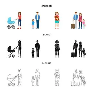 Vector illustration of character and avatar sign. Set of character and portrait Illustrazione stock