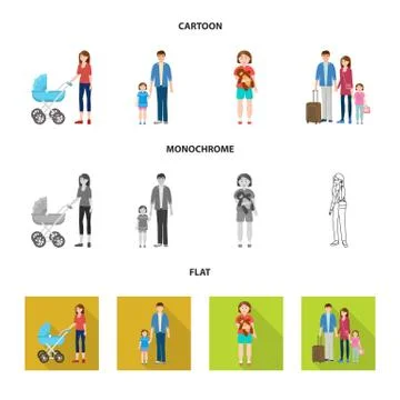 Vector illustration of character and avatar sign. Collection of character and Stock Illustration