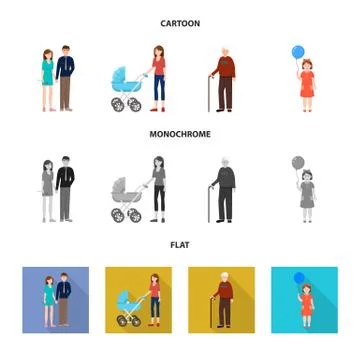 Vector illustration of character and avatar symbol. Set of character and Illustrazione stock