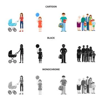 Vector illustration of character and avatar sign. Collection of character and Illustrazione stock