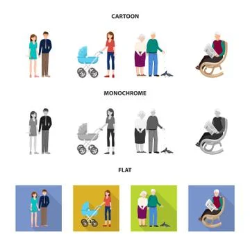 Vector illustration of character and avatar logo. Collection of character and Illustrazione stock