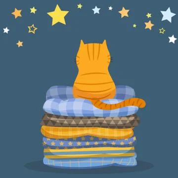 Vector illustration character design backside of cat sitting comfortably on t Illustrazione stock