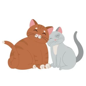 Vector illustration character design couple love of cats on white background. Stock Illustration