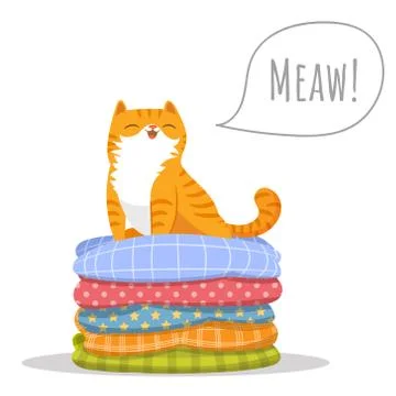 Vector illustration character design cute orange cat sitting comfortably on t Stock Illustration