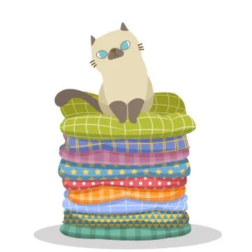 Vector illustration character design cute cat sitting comfortably on top of a Stock Illustration