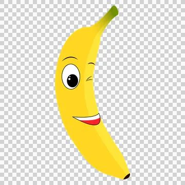 Vector illustration character of smiling winking banana. Cheerful yellow ban Stock Illustration