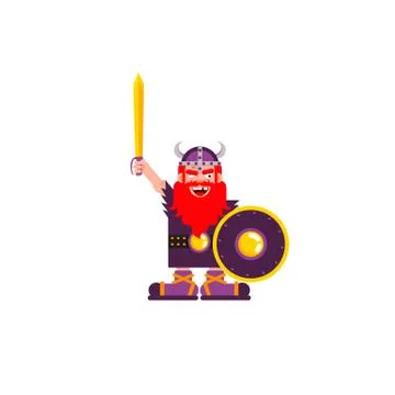 Vector illustration of character Warrior Viking Stock Illustration