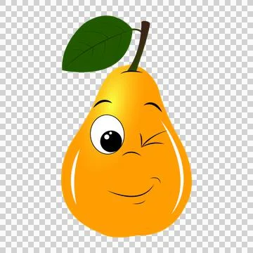 Vector illustration character yellow smiling winking pear. Cheerful yellow p Stock-Illustration