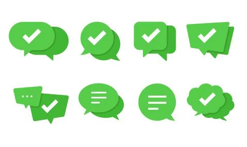 Vector illustration of chat bubble with check mark inside. Stock Illustration