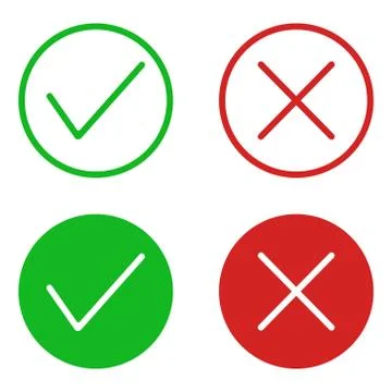Vector illustration of check and cross mark. Isolated. Stock Illustration