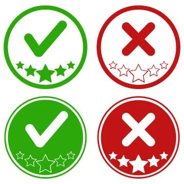 Vector illustration of check mark and cross. Isolated. Stock Illustration