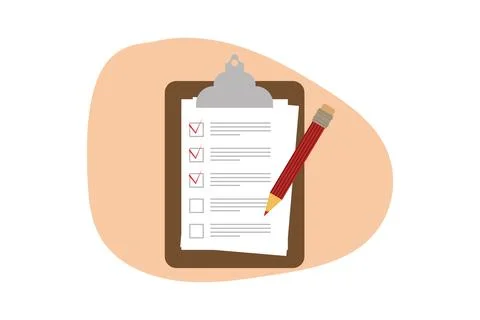 Vector Illustration of Checklist with Check Mark. A Red Pencil for Checkbox Stock Illustration
