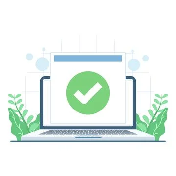 Vector illustration of checkmark symbol showing completed digital task Illustrazione stock