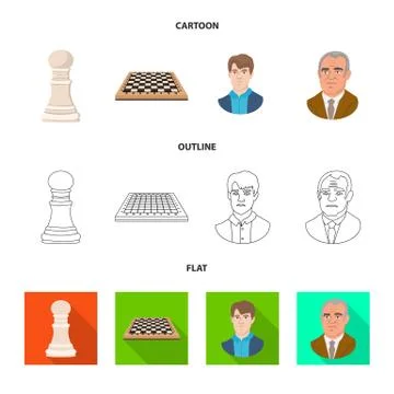 Vector illustration of checkmate and thin sign. Set of checkmate and target Stock Illustration