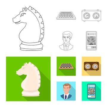 Vector illustration of checkmate and thin icon. Set of checkmate and target Stock Illustration