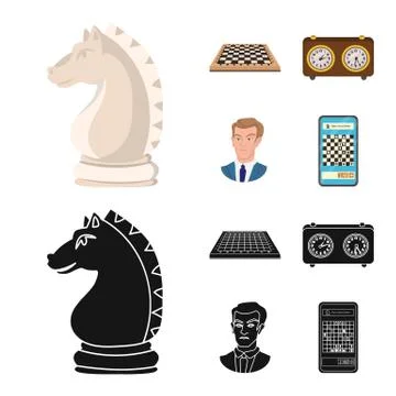 Vector illustration of checkmate and thin sign. Set of checkmate and target Illustrazione stock