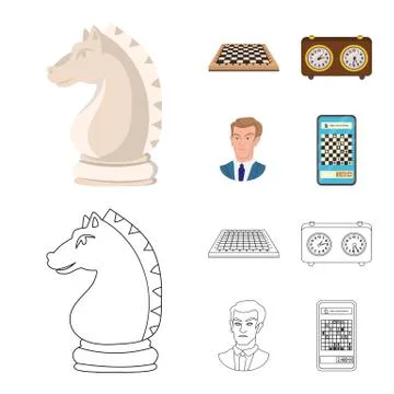 Vector illustration of checkmate and thin sign. Collection of checkmate and Illustrazione stock
