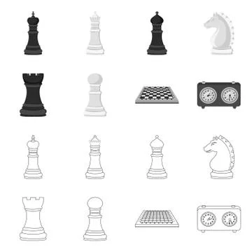 Vector illustration of checkmate and thin symbol. Collection of checkmate and Stock Illustration