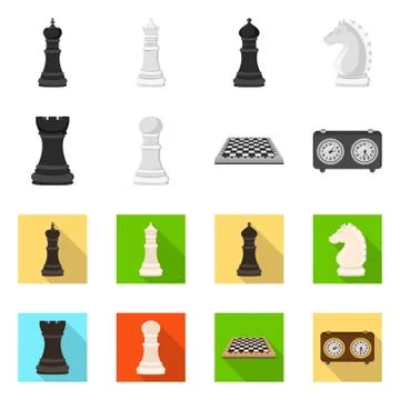 Vector illustration of checkmate and thin logo. Set of checkmate and target Stock Illustration