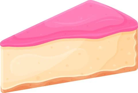 Vector illustration, cheesecake with berry jam, piece of cake, fruit cake, .. Stock Illustration