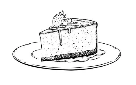 Vector illustration of Cheesecake on plate Stock Illustration