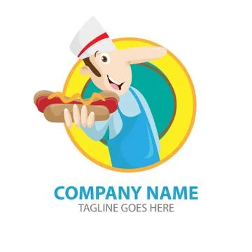 Vector illustration cheff with hot dogs Stock Illustration