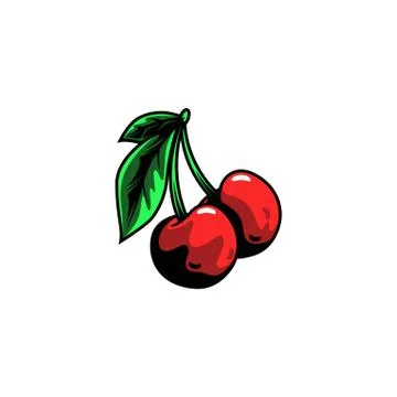 Vector illustration of cherries with leaf Stock Illustration