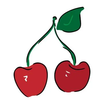 Vector illustration of a cherry. Hand drawn cherry. Stock Illustration