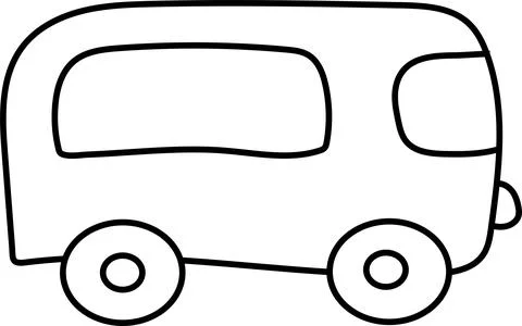 Vector illustration children drawing black outline simple bus Stock Illustration