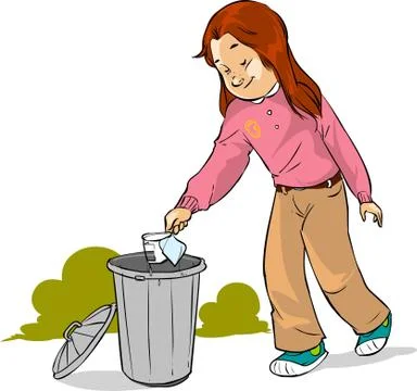 Vector illustration of a The children throw garbage Stock Illustration