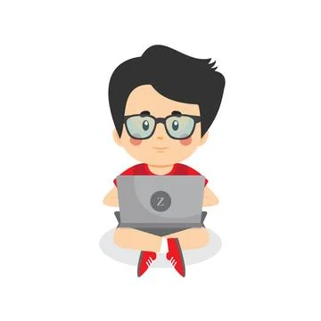 Vector Illustration Children Using Computers Ilustración de archivo