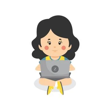 Vector Illustration Children Using Computers Stock Illustration