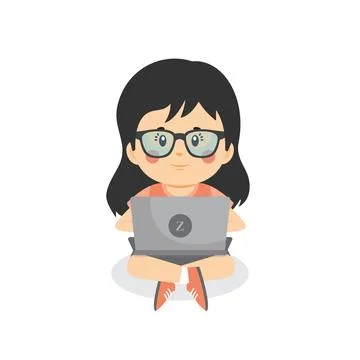 Vector Illustration Children Using Computers Ilustración de archivo