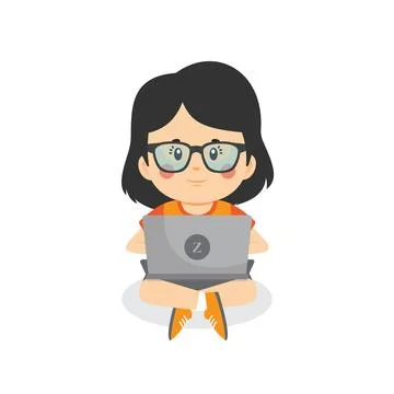 Vector Illustration Children Using Computers Ilustración de archivo