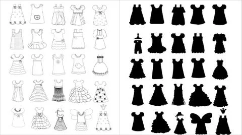 Vector illustration of children's dresses Stock Illustration