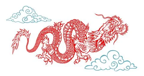 Vector illustration of a Chinese dragon. Stock Illustration