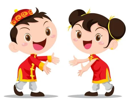 Vector illustration Chinese Kids Stock Illustration