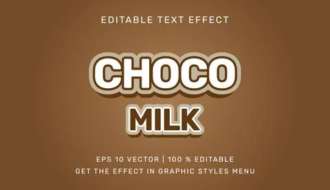 Vector illustration of Choco milk 3d editable text effect template Illustration