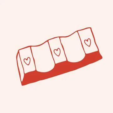 Vector illustration of a chocolate praline or candy bar with heart patterns イラスト素材