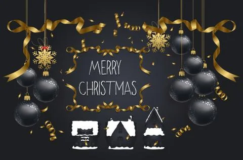 Vector illustration of christmas 2018 background with christmas confetti gold Stock Illustration