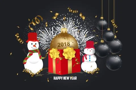Vector illustration of christmas 2018 background with christmas confetti gold Illustrazione stock