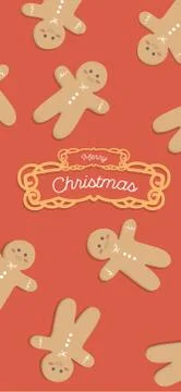 Vector Illustration. Christmas background with gingerbread cookies. Stock Illustration