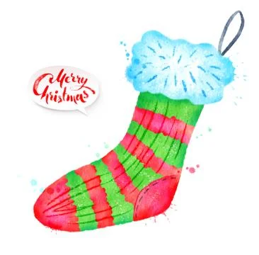 Vector illustration of Christmas sock Stock Illustration