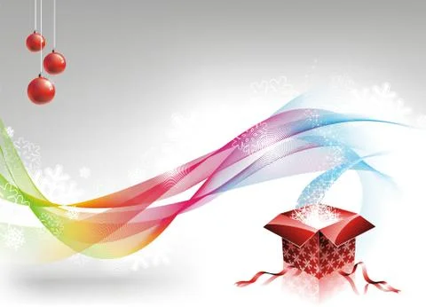 Vector illustration on a Christmas theme with gift box on shiny color backgro Stock Illustration