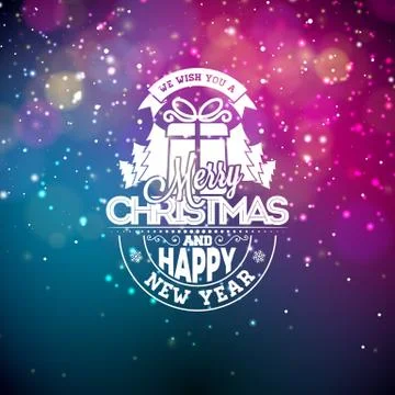 Vector illustration on a christmas theme with glowing lights and typography Illustrazione stock