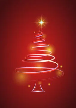Vector Illustration of Christmas Tree Design Isolated on Red Background Stock Illustration