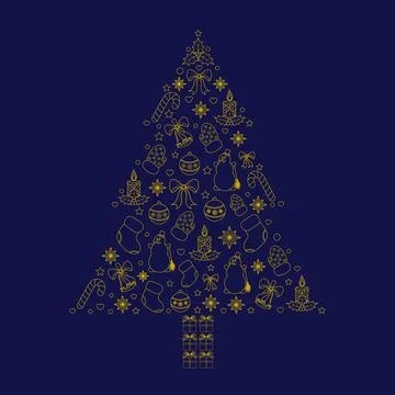 Vector illustration of Christmas tree Stock Illustration