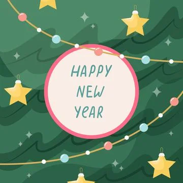 Vector illustration of a Christmas tree with a place for text. Stock Illustration