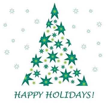 Vector illustration of Christmas tree with stars. Stock Illustration
