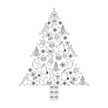 Vector illustration Christmas tree on white background Stock Illustration